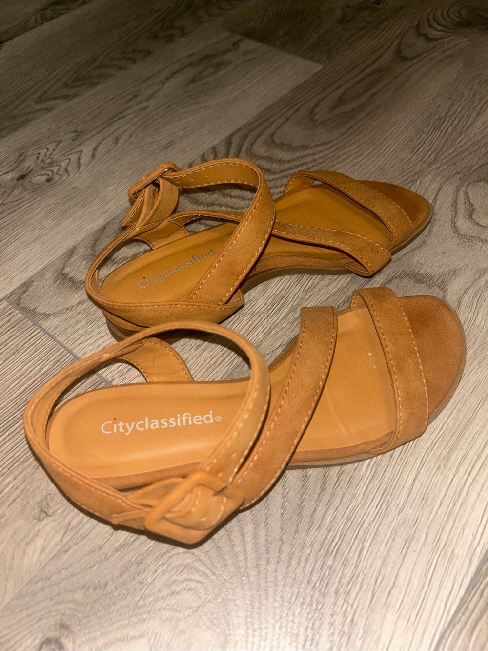 Women's Cognac Strappy Low Heel Sandals